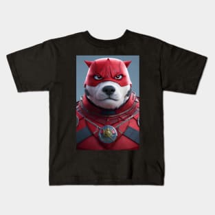Samurai Dog in Red Armour Kids T-Shirt